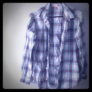 Boys Old Navy Blue Plaid Dress Shirt Size XXL